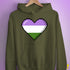 Genderqueer Pride Pixel Heart Hoodie - Army